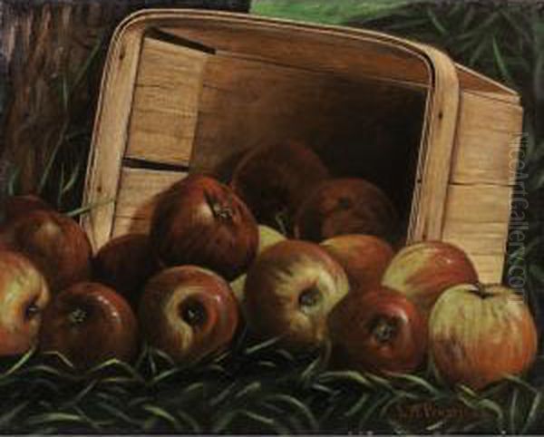 Basket With Apples Oil Painting by Levi Wells Prentice