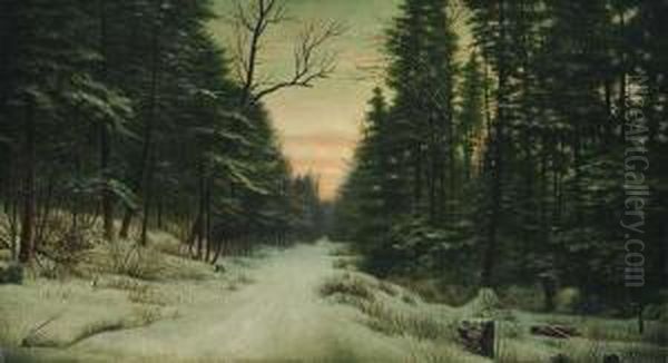 Winter Road Oil Painting by Levi Wells Prentice