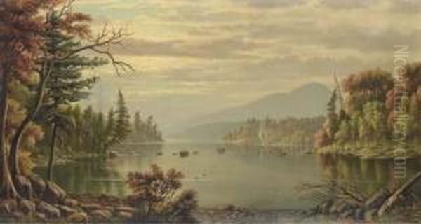 Raquette Lake Oil Painting by Levi Wells Prentice