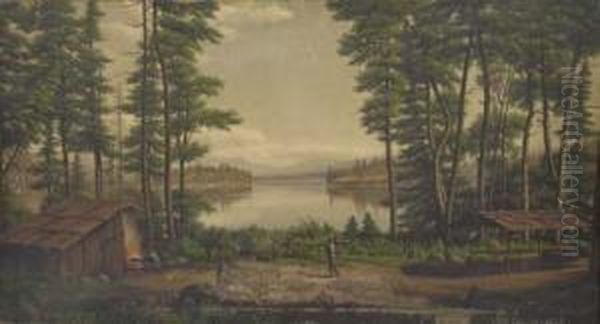 Lake In The Central Adirondacks Oil Painting by Levi Wells Prentice