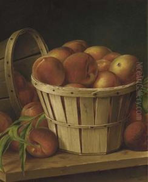 Basket Of Peaches Oil Painting by Levi Wells Prentice