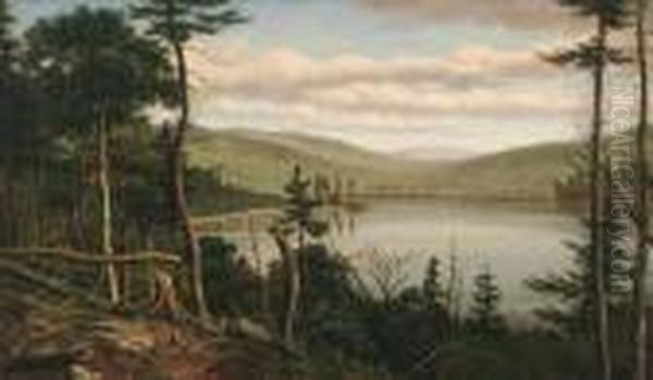 ''a View Of The Adirondacks'' Oil Painting by Levi Wells Prentice