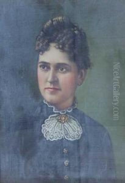 Portrait Of A Young Lady With A White Lace Collar Oil Painting by Levi Wells Prentice