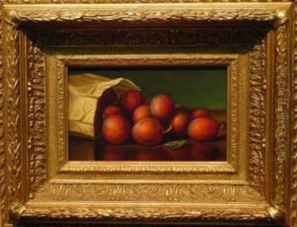 Plums Spilling From A Paper Bag Oil Painting by Levi Wells Prentice