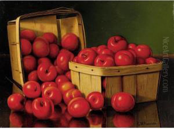 Baskets Of Apples Oil Painting by Levi Wells Prentice