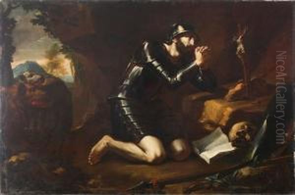 San Guglielmo Di Malavalle In Meditazione Oil Painting by Mattia Preti