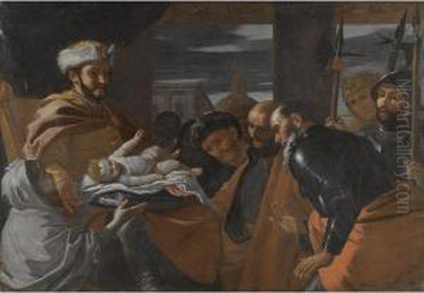 King Astyages Hands Over His Grandson Cyrus To Harpagos Oil Painting by Mattia Preti