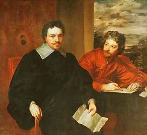 Thomas Wentworth Earl of Strafford 1593-1641 and his Secretary Sir Philip Mainwaring 1589-1661 Oil Painting by Sir Anthony Van Dyck