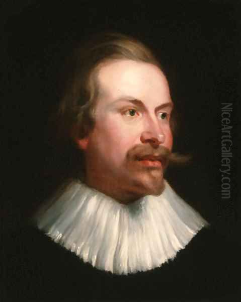 Portrait of a gentleman, head and shoulders, in a white ruff Oil Painting by Sir Anthony Van Dyck