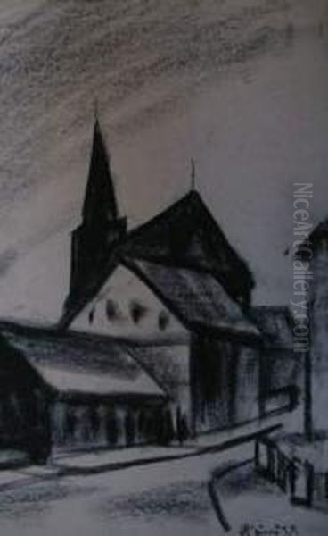 L'eglise Oil Painting by August Preusse