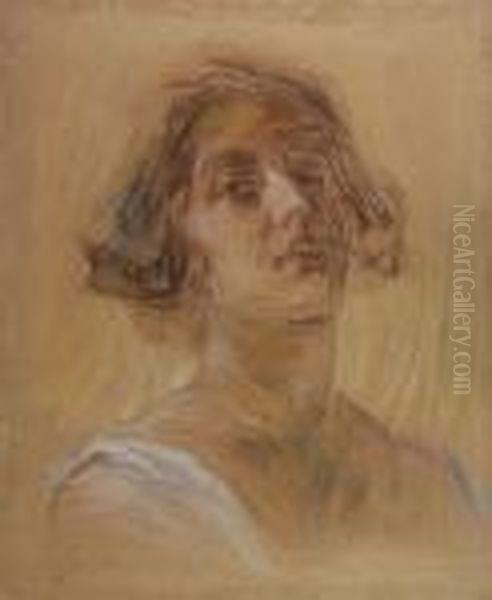 Volto Di Donna Oil Painting by Gaetano Previati