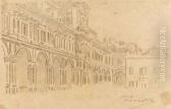 Palazzo Comunale Oil Painting by Gaetano Previati