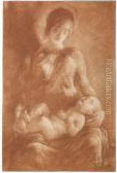 Madonna Con Bambino Oil Painting by Gaetano Previati