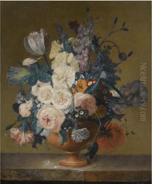 A Still Life Of Roses Oil Painting by Jean Louis, Le Jeune Prevost