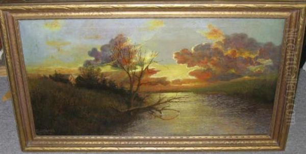 River Landscape At Sunset Oil Painting by Jean Louis, Le Jeune Prevost