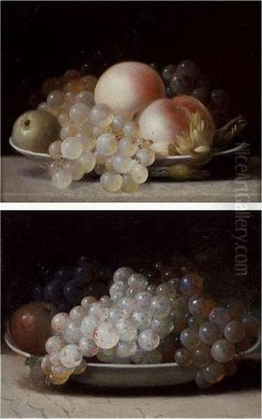 Still Lifes Of Grapes And Other Fruit In A Bowl: A Pair Of Paintings Oil Painting by Jean Louis, Le Jeune Prevost