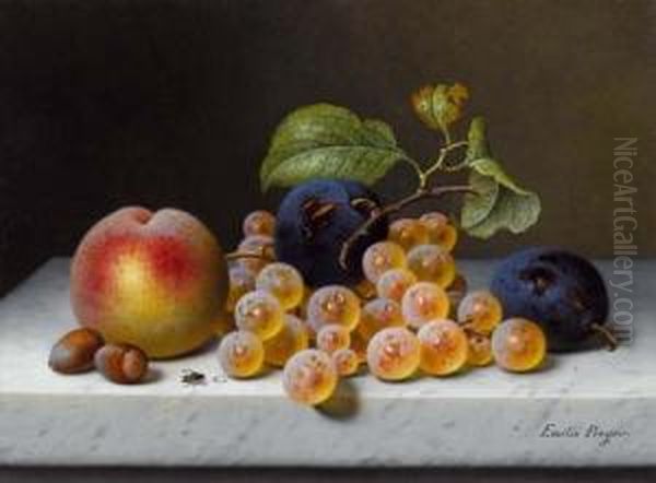 Still Life With Fruit On A Table. Oil Painting by Emilie Preyer