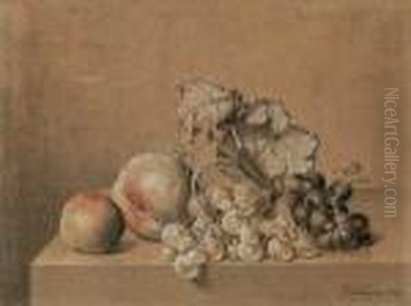 Fruchtestilleben. Oil Painting by Johann Wilhelm Preyer