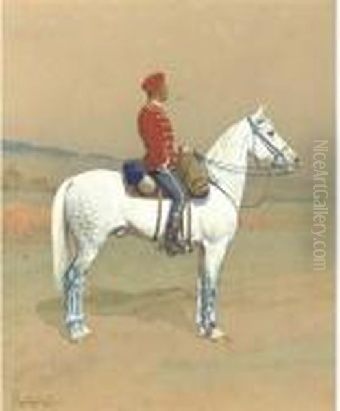 A Guard Hussar On Horseback Oil Painting by Ivan Petrovich Prianishnikov