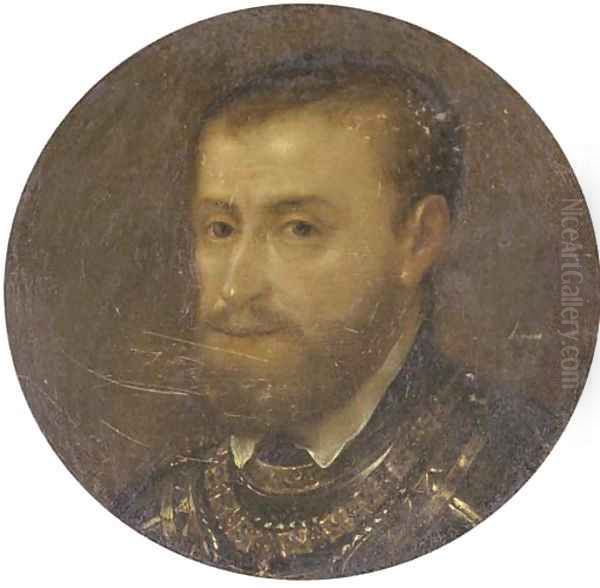 Portrait of a gentleman, bust-length, in armour Oil Painting by Sir Anthony Van Dyck