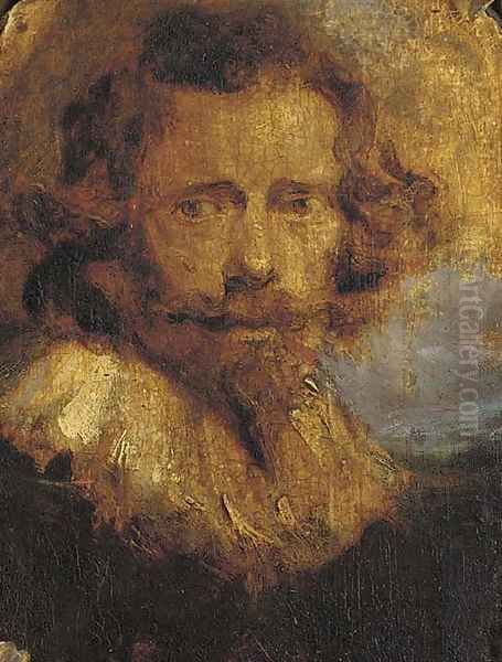 Portrait of a gentleman, small bust-length Oil Painting by Sir Anthony Van Dyck