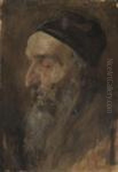 Portrait Of A Rabbi Oil Painting by Alois Heinrich Priechenfried