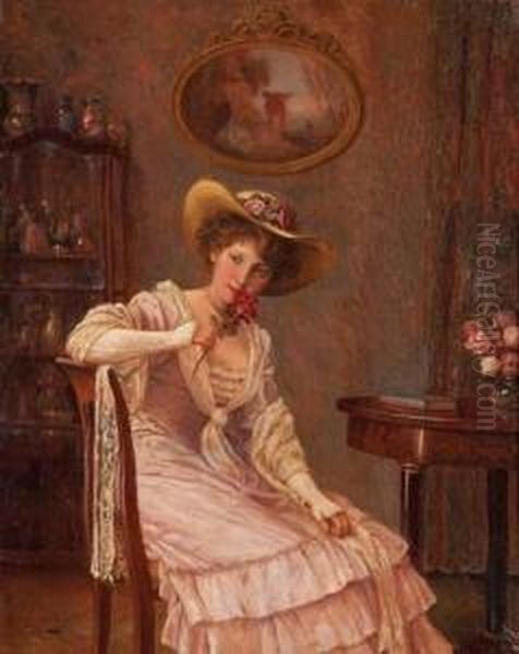 Austrian, - The Scentof A Rose Oil Painting by Alois Heinrich Priechenfried