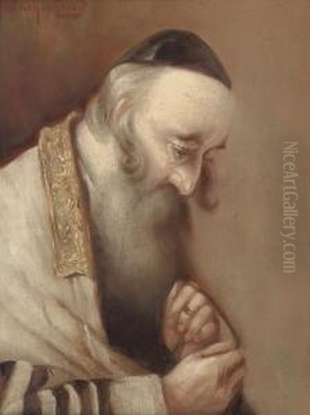 A Rabbi Oil Painting by Alois Heinrich Priechenfried