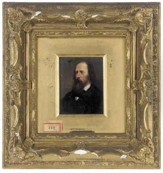 Portrait Of Alfred Lord Tennyson Oil Painting by Alois Heinrich Priechenfried