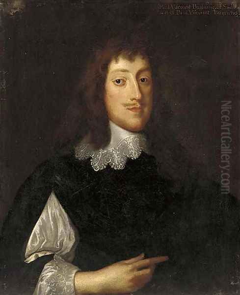 Portrait of Paul, Viscount Bayning (1616-1638), of Sudbury, in a black jacket and lace collar Oil Painting by Sir Anthony Van Dyck