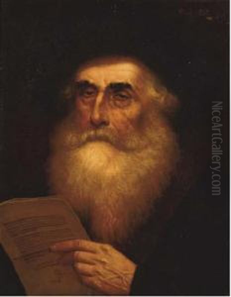 A Rabbi Oil Painting by Alois Heinrich Priechenfried