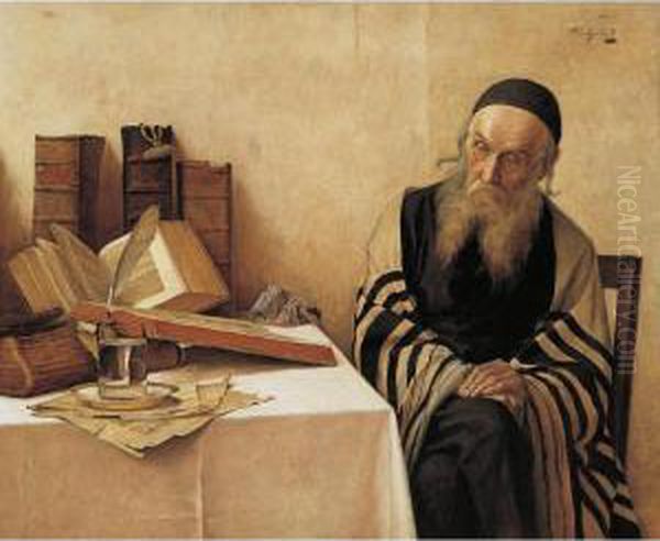 Lecture De La Torah Oil Painting by Alois Heinrich Priechenfried