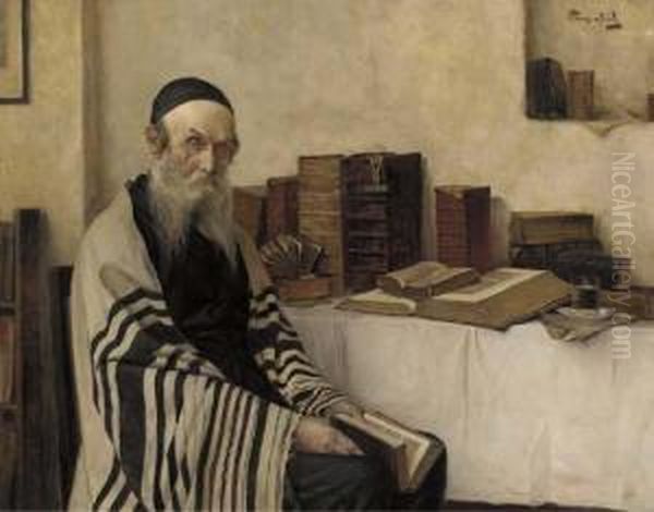 A Scholar In His Study Oil Painting by Alois Heinrich Priechenfried