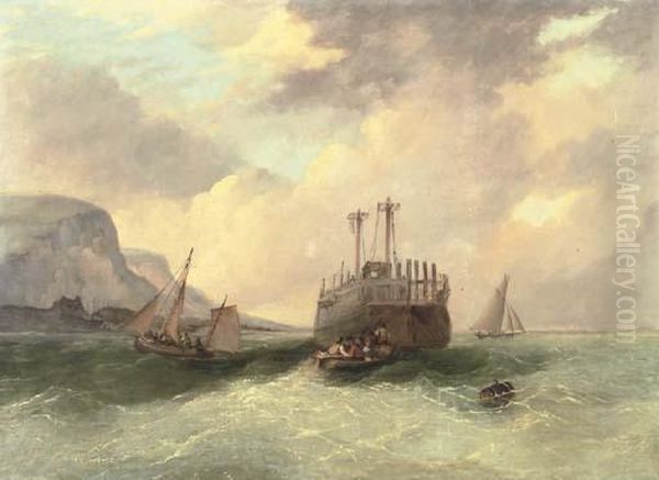 Shipping Off The Coast Oil Painting by Alfred Priest