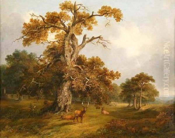 Deer Inkimberley Park Oil Painting by Alfred Priest