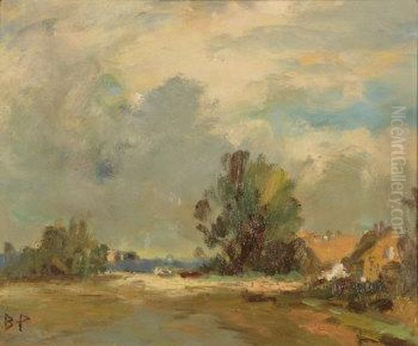 Rural Landscape With Cottages by Bertram Walter Priestman