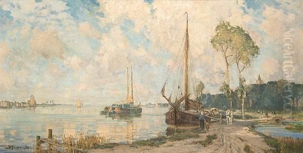 The Great Dutch Waterway Oil Painting by Bertram Walter Priestman