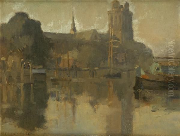 Priestman, R.a. Dordrechton The Maas, An Evening Scene With Fishing Boats by Bertram Walter Priestman