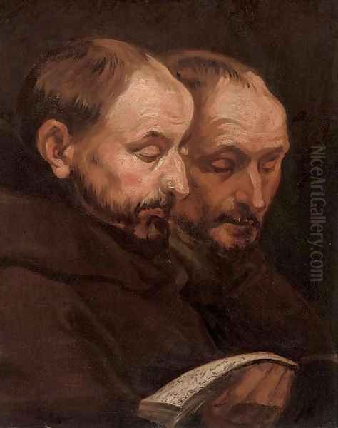 Two monks reading Oil Painting by Sir Anthony Van Dyck