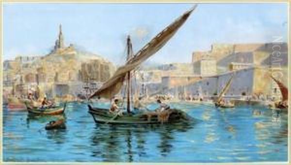 Le Vieux-port Oil Painting by Francois Leon Prieur-Bardin