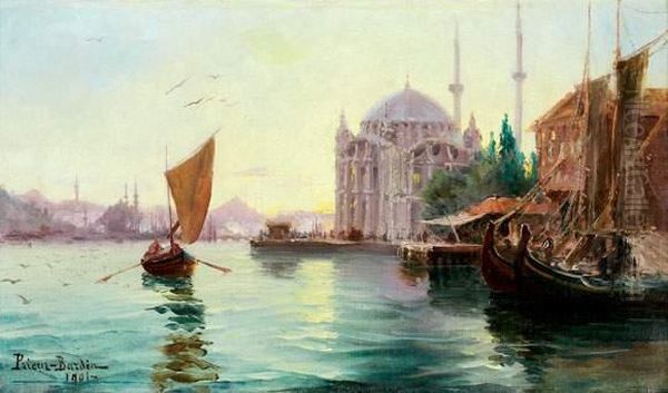 Vue De Constantinople Oil Painting by Francois Leon Prieur-Bardin