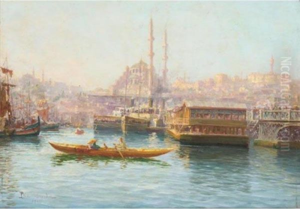 Vue De Constantinople Oil Painting by Francois Leon Prieur-Bardin