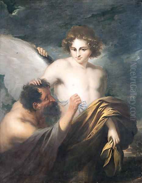 Daedalus attaching wings to Icarus Oil Painting by Sir Anthony Van Dyck