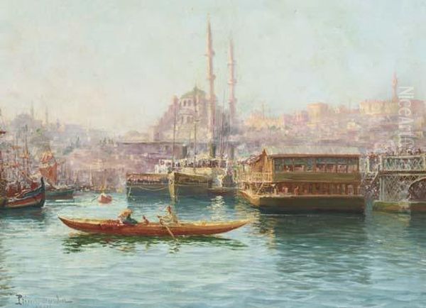 A View Of Constantinople From The Harbor Oil Painting by Francois Leon Prieur-Bardin