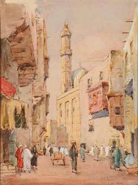 A Cairo Street Oil Painting by Vaclav Prihoda