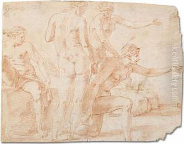 Nymphs Bathing Oil Painting by Francesco Primaticcio