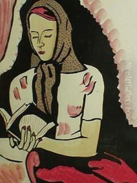 Attr. A, La Lectrice Oil Painting by Andre Julien Prina