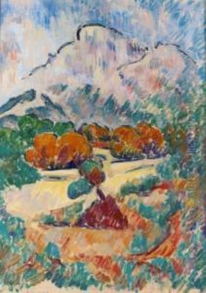 Herbstliche Landschaft Mit Baumen. Oil Painting by Andre Julien Prina