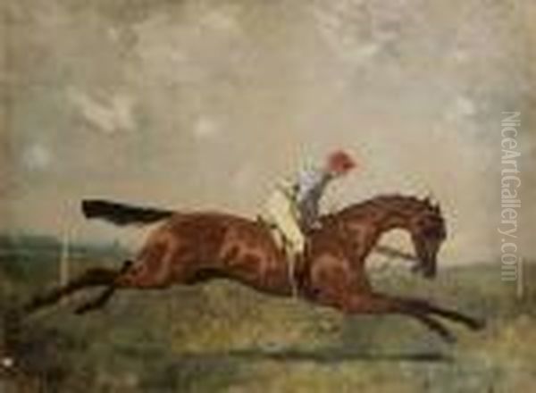 Cheval De Course Et Jockey Portant Sans Doute Les
 Couleurs Chedeville Oil Painting by Rene Pierre Princeteau