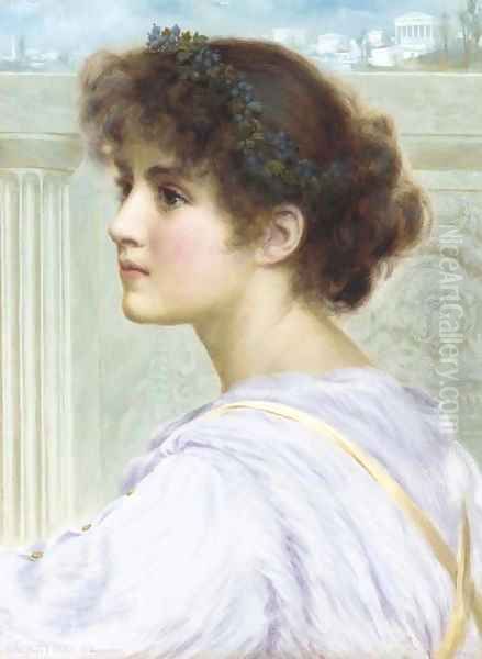 A Grecian Muse Oil Painting by Norman Prescott Davies